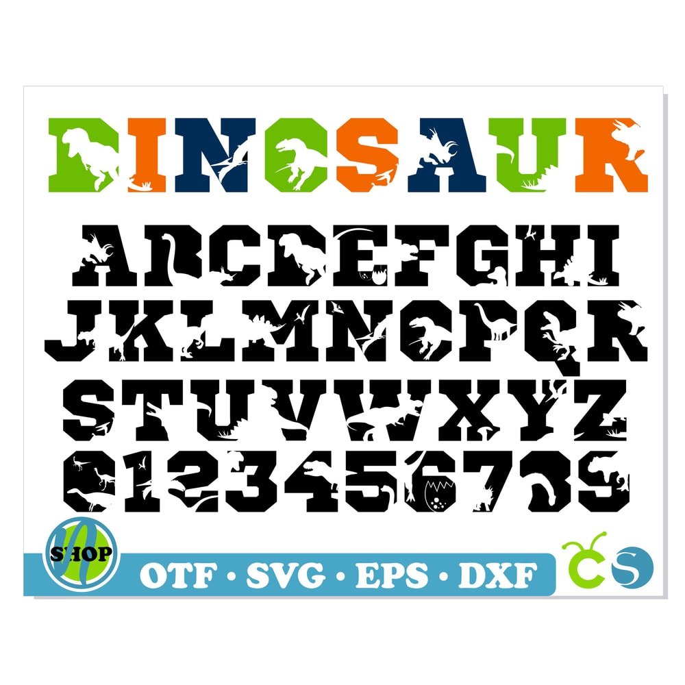 Dinosaur Silhouette Font svg 1.jpg