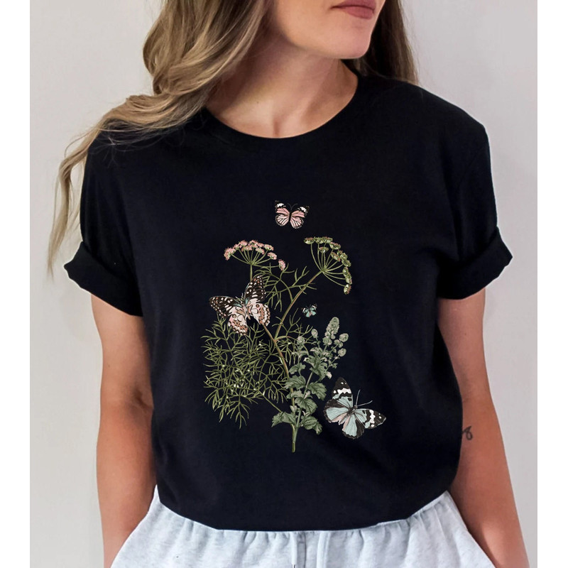 Flower t-shirt Gift for her Women trendy tshirt Spring concept Wild meadow flower nature tee Floral Tee Gardener Botanical Shirt - 3.jpg