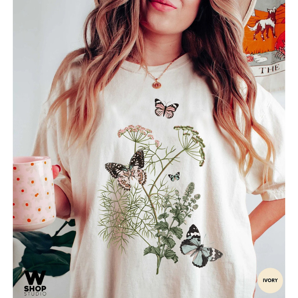 Flower t-shirt Gift for her Women trendy tshirt Spring concept Wild meadow flower nature tee Floral Tee Gardener Botanical Shirt - 2.jpg