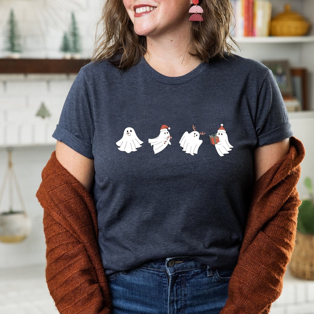 Funny Christmas Shirt, Merry Christmas Shirt, Womens Christmas Shirt, Cute Ghost Christmas Tee, Holiday Tree Shirt, Christmas Tee for Women - 6.jpg