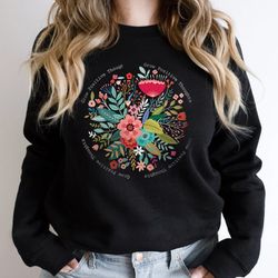 grow positive thoughts tee, floral sweatshirt, bohemian style, butterfly top, trending right now, women's graphic t-shir