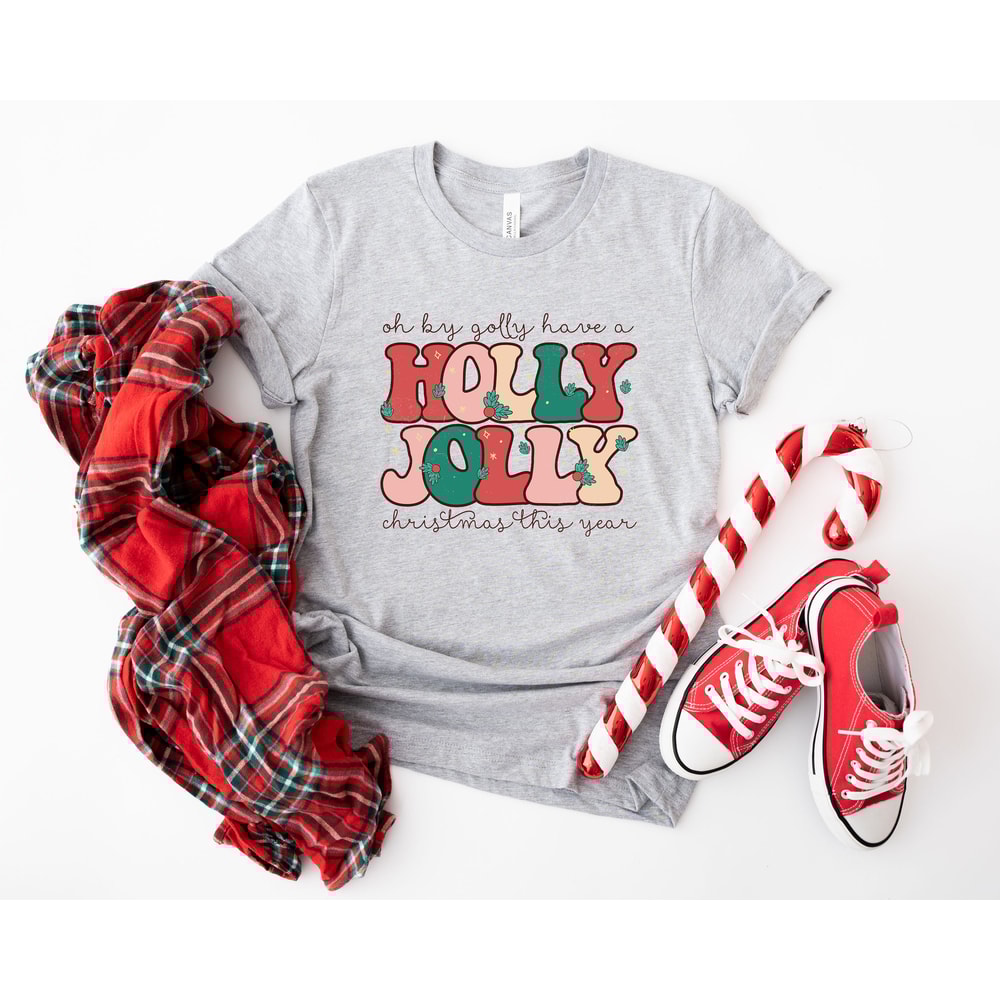 Holly Jolly Funny Christmas T shirt, funny chritmas t-shirt, Christmas t-shirt, holiday apparel, Retro christmas, Women graphic tee - 2.jpg