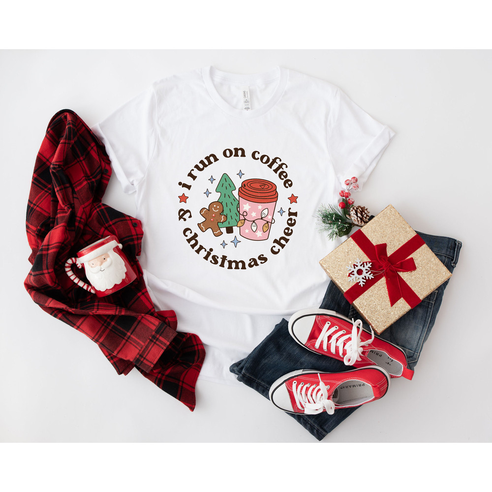 I run on coffee Shirt cheer tee, Retro Christmas Cheer t-shirt, cute christmas tee, funny holiday apparel, Holiday apparel Tee - 3.jpg