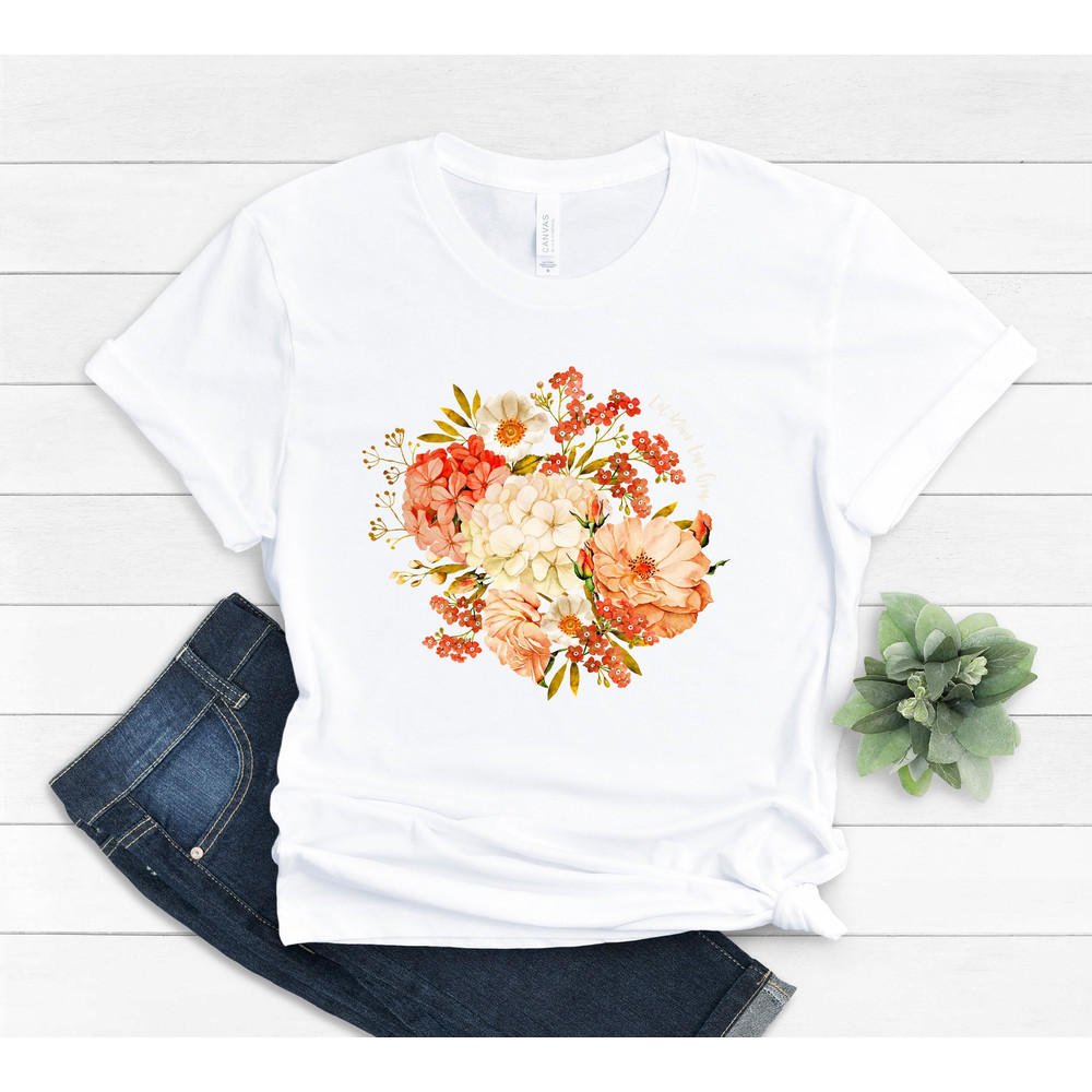 Let Your Love Grow Tee, Floral T-shirt, Bohemian Style Shirt, Butterfly Shirt, Trending Right Now, Women's Graphic T-shirt, Love Tee - 4.jpg