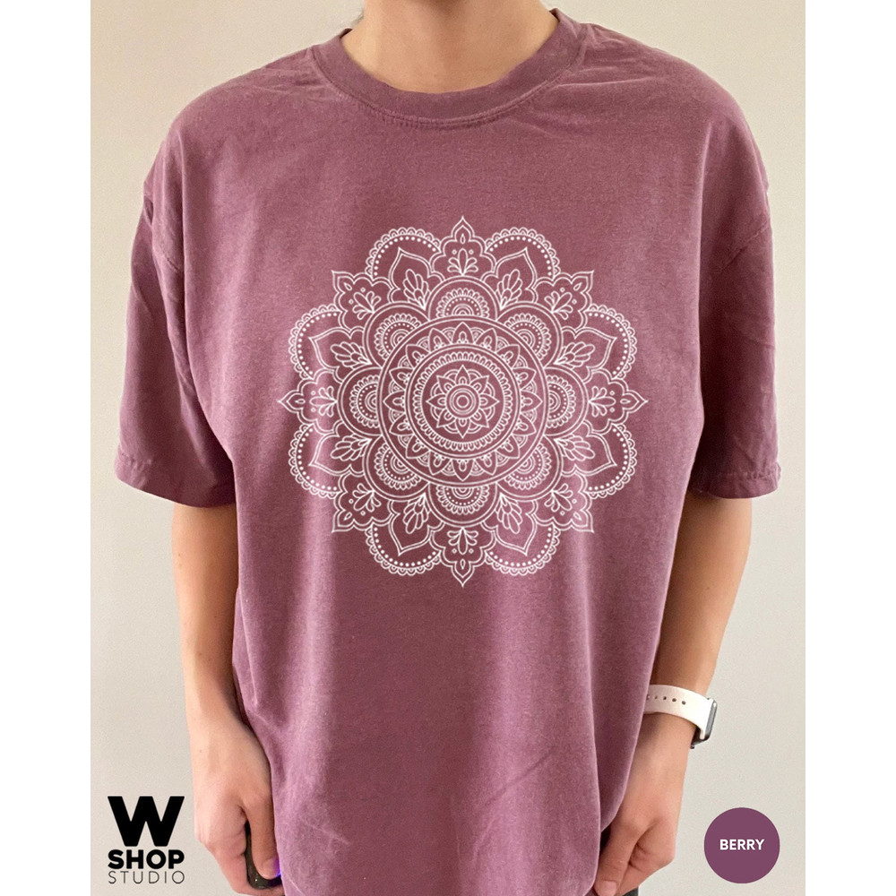 Mandala Shirt, Mandala T-Shirt, Cute Spring Shirt, Boho Comfort Color Woman, Oversized T shirt, Gifts for Her, Flower Shirt Pretty - 3.jpg
