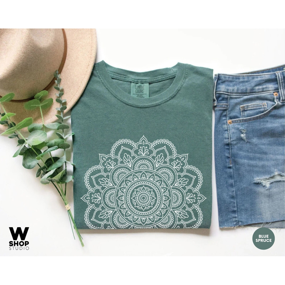 Mandala Shirt, Mandala T-Shirt, Cute Spring Shirt, Boho Comfort Color Woman, Oversized T shirt, Gifts for Her, Flower Shirt Pretty - 6.jpg