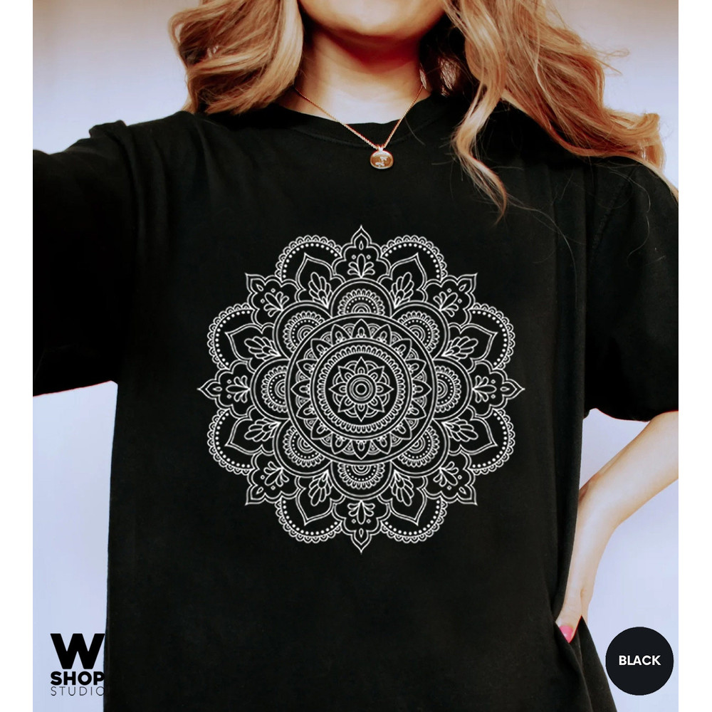 Mandala Shirt, Mandala T-Shirt, Cute Spring Shirt, Boho Comfort Color Woman, Oversized T shirt, Gifts for Her, Flower Shirt Pretty - 7.jpg