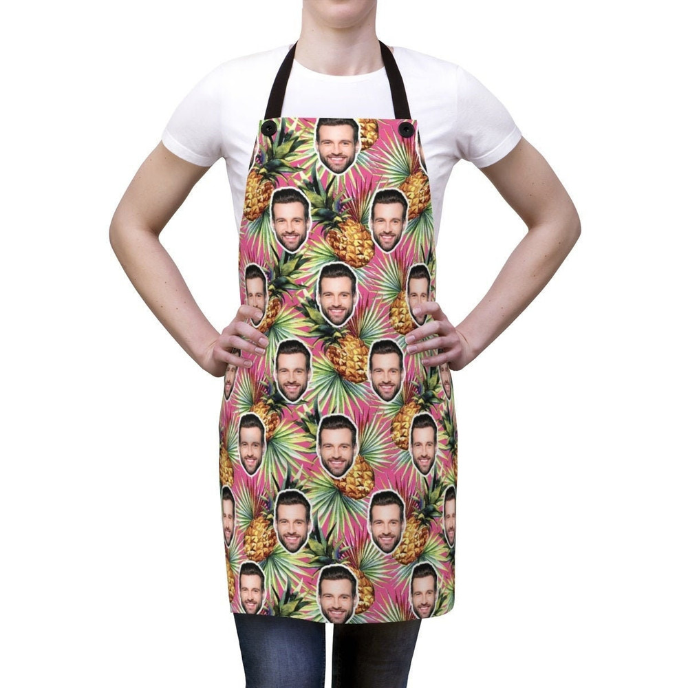 Personalized Faces Apron, Custom Photo Apron, Tropical Apron, Funny Crazy Face Kitchen Apron Personalized Kitchen Custom Picture Chef Gift - 1.jpg