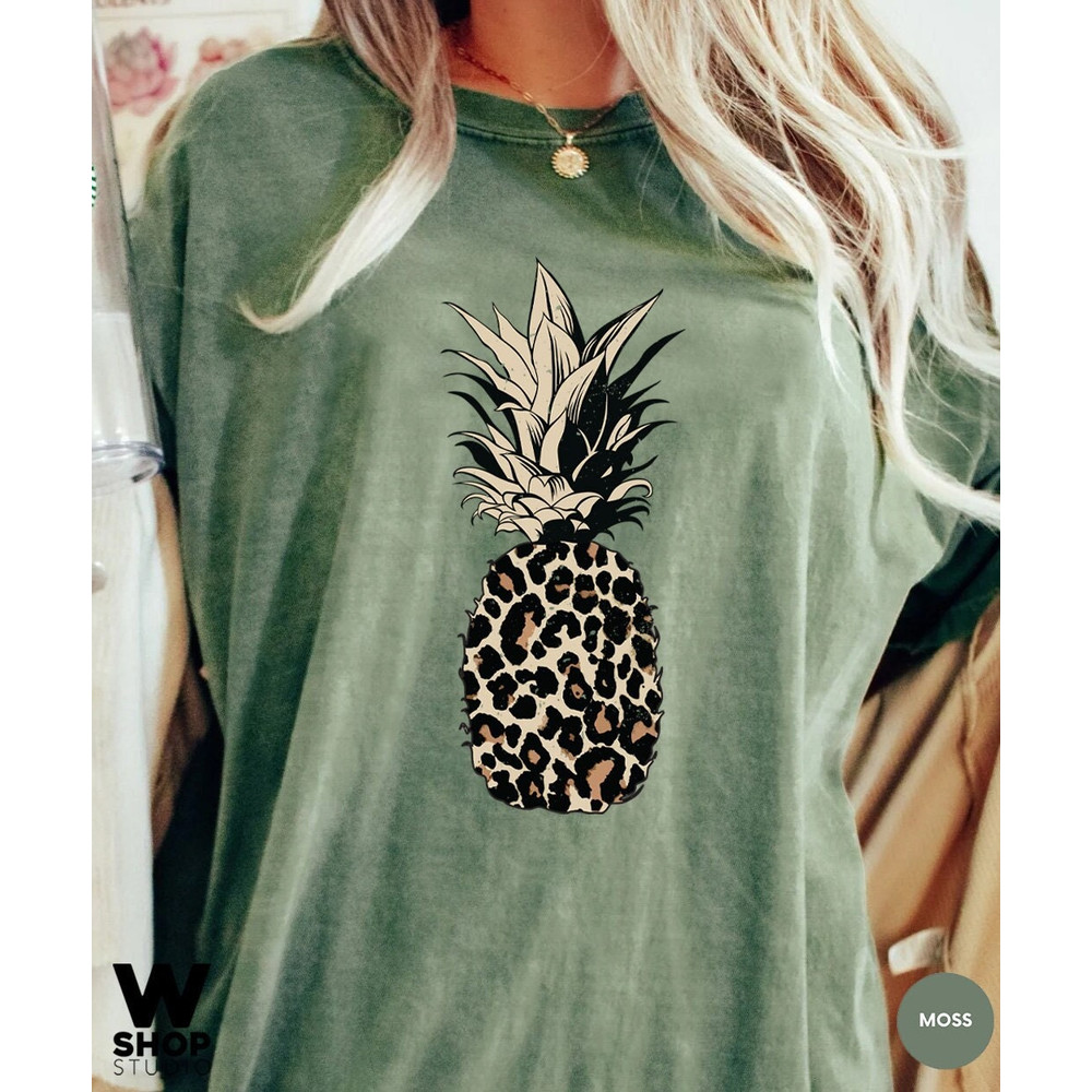 Pineapple Shirt, Leopard Shirts for Women, Foodie Shirt, Comfort Colors Summer Tee, Cute Pineapple T Shirt, Pineapple Lover, Gift for Her - 1.jpg
