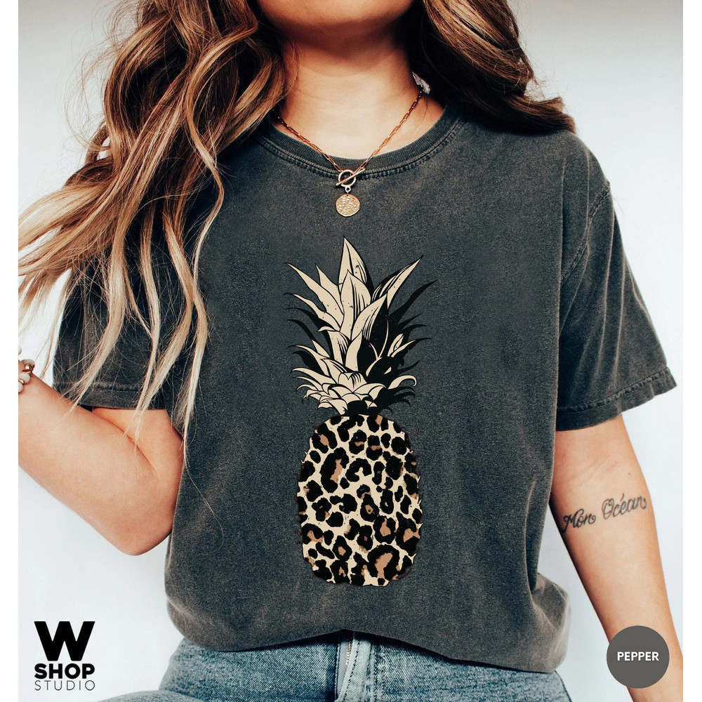 Pineapple Shirt, Leopard Shirts for Women, Foodie Shirt, Comfort Colors Summer Tee, Cute Pineapple T Shirt, Pineapple Lover, Gift for Her - 2.jpg