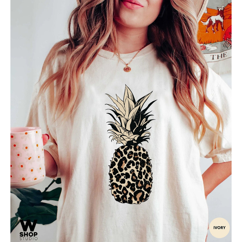 Pineapple Shirt, Leopard Shirts for Women, Foodie Shirt, Comfort Colors Summer Tee, Cute Pineapple T Shirt, Pineapple Lover, Gift for Her - 6.jpg