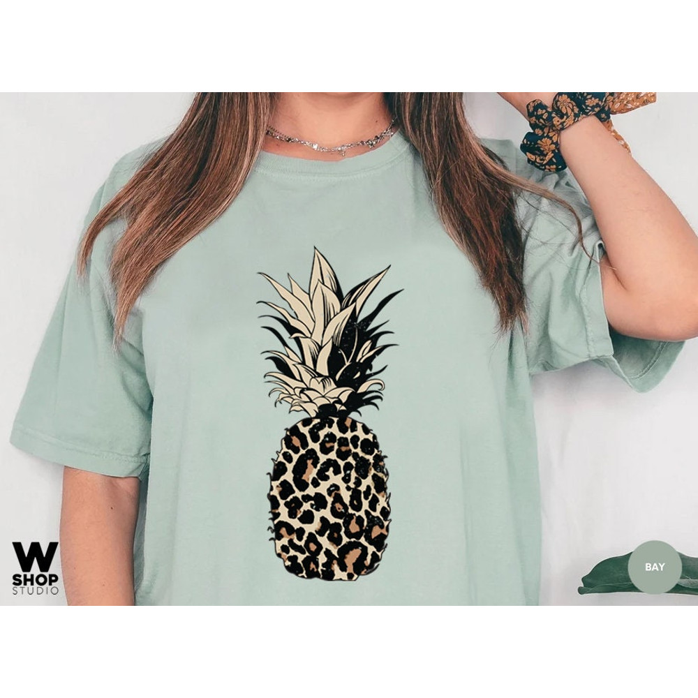 Pineapple Shirt, Leopard Shirts for Women, Foodie Shirt, Comfort Colors Summer Tee, Cute Pineapple T Shirt, Pineapple Lover, Gift for Her - 8.jpg