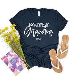 promoted to grandma shirt, grandma  t shirt, pregnancy reveal, baby announcement, grandma to be, grandparents to be