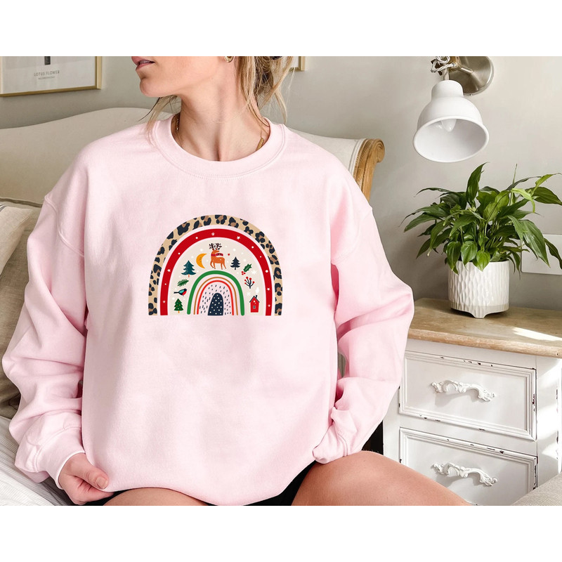 Rainbow Christmas Sweatshirt, Merry & Bright Shirt, Women Christmas Gift Idea, Trendy Christmas Rainbow Sweatshirt, Women Christmas Rainbow - 6.jpg