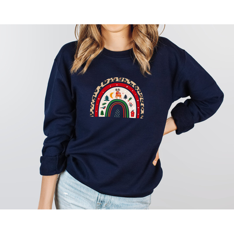 Rainbow Christmas Sweatshirt, Merry & Bright Shirt, Women Christmas Gift Idea, Trendy Christmas Rainbow Sweatshirt, Women Christmas Rainbow - 7.jpg