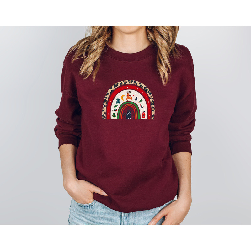 Rainbow Christmas Sweatshirt, Merry & Bright Shirt, Women Christmas Gift Idea, Trendy Christmas Rainbow Sweatshirt, Women Christmas Rainbow - 8.jpg