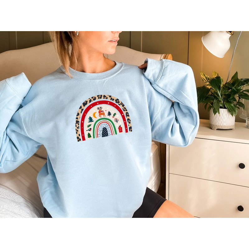 Rainbow Christmas Sweatshirt, Merry & Bright Shirt, Women Christmas Gift Idea, Trendy Christmas Rainbow Sweatshirt, Women Christmas Rainbow - 9.jpg