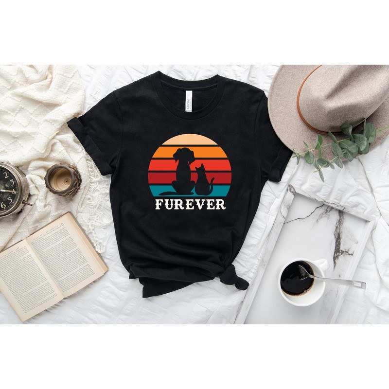 Retro Cat Shirt, Dog Shirt, Furever Shirt, Cat Dog Lovers Tee, Funny Animal T Shirt, Forever Tee, Cat Dog Shirt, Kitty Shirt - 1.jpg