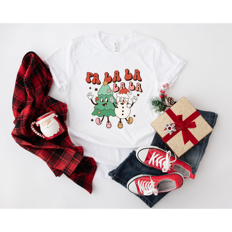 Retro Christmas T Shirt, Fa La La Tree Shirt, Vintage Santa Christmas Shirt, Retro Holiday Shirt, Ugly Sweater Shirt, Womens Graphic Tee - 4.jpg