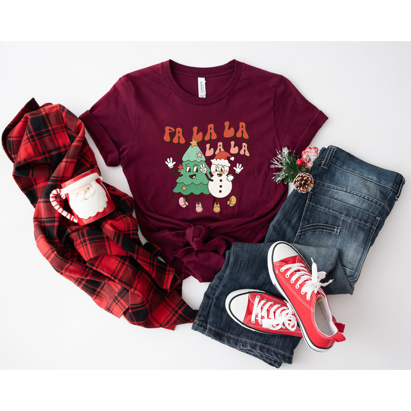 Retro Christmas T Shirt, Fa La La Tree Shirt, Vintage Santa Christmas Shirt, Retro Holiday Shirt, Ugly Sweater Shirt, Womens Graphic Tee - 6.jpg