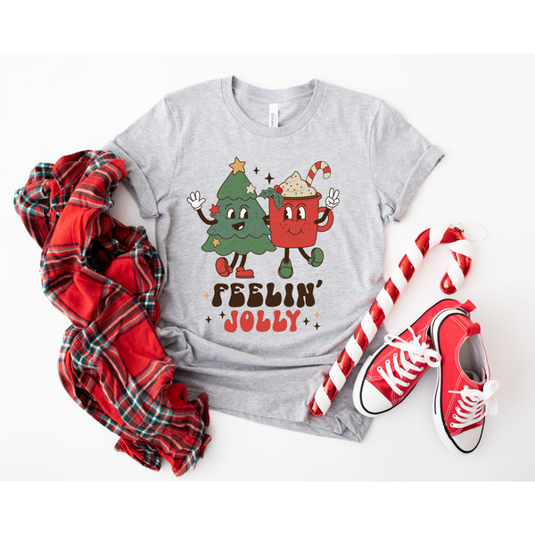 Retro Christmas T Shirt, Feeling Jolly Christmas Shirt, Vintage Santa Christmas Shirt, Retro Holiday Shirt, Ugly Sweater Shirt Tee - 2.jpg