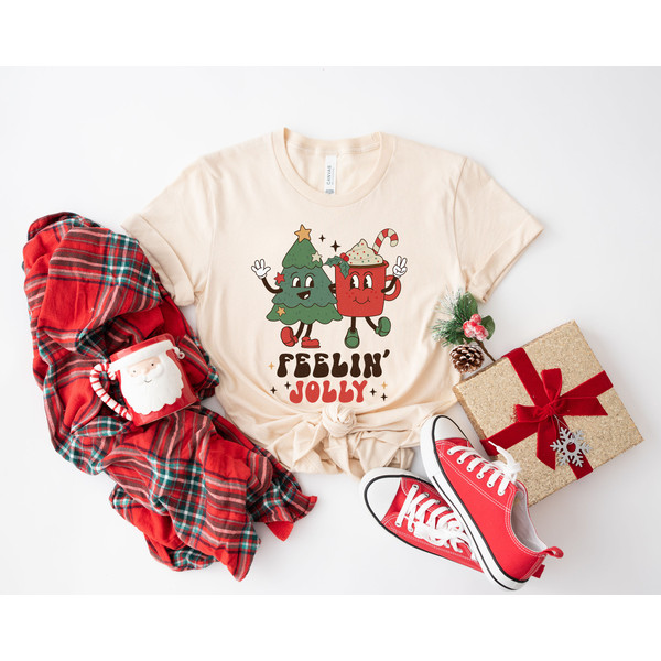 Retro Christmas T Shirt, Feeling Jolly Christmas Shirt, Vintage Santa Christmas Shirt, Retro Holiday Shirt, Ugly Sweater Shirt Tee - 3.jpg