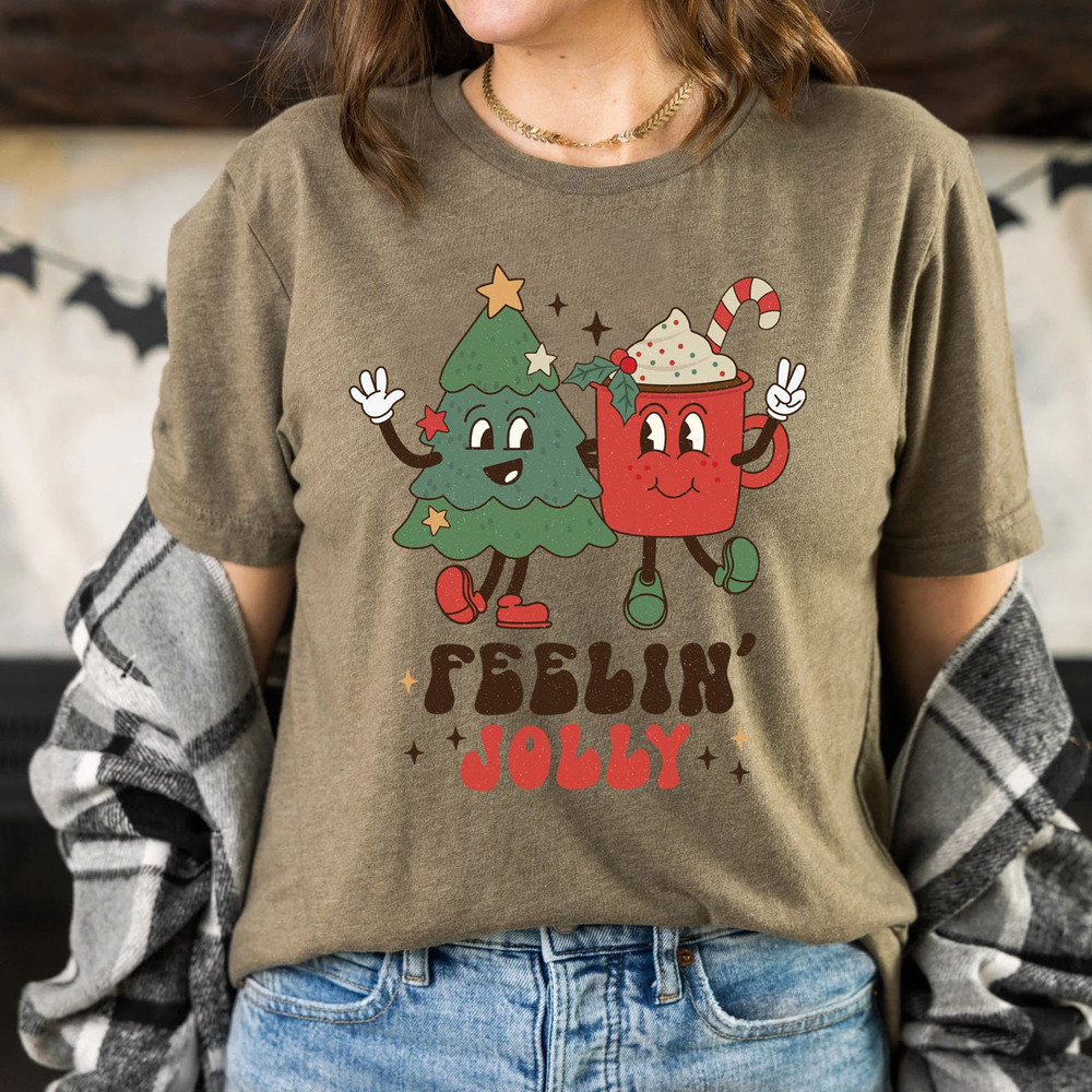 Retro Christmas T Shirt, Feeling Jolly Christmas Shirt, Vintage Santa Christmas Shirt, Retro Holiday Shirt, Ugly Sweater Shirt Tee - 5.jpg