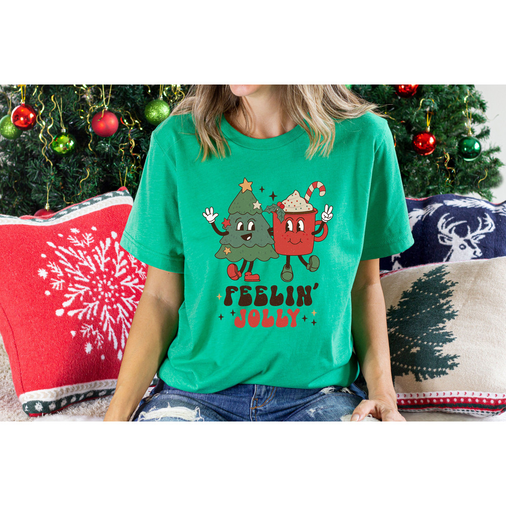 Retro Christmas T Shirt, Feeling Jolly Christmas Shirt, Vintage Santa Christmas Shirt, Retro Holiday Shirt, Ugly Sweater Shirt Tee - 6.jpg