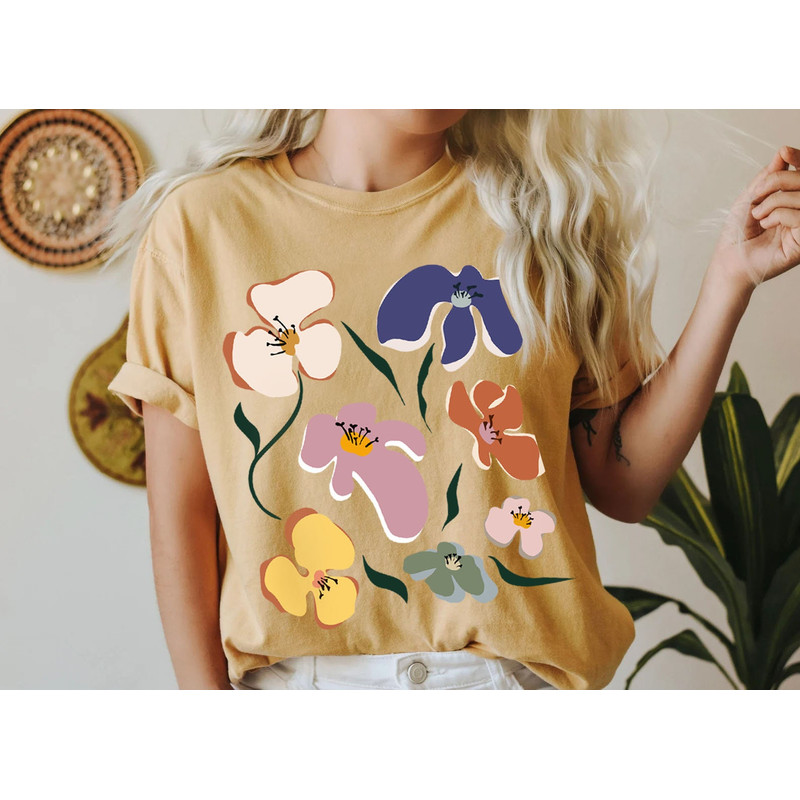 Retro Flower Shirt, Vintage T Shirt Aesthetic, Oversized, Graphic Tee, Floral Shirt, Wildflower T-shirt, Gift For Her - 6.jpg