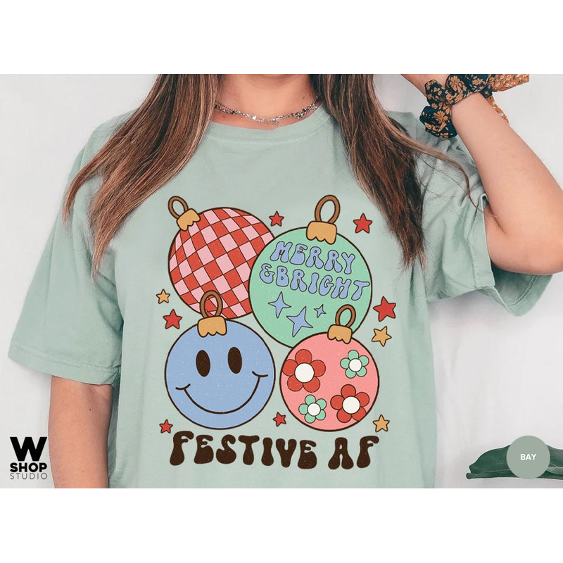 Retro merry t-shirt, Christmas t-shirt, Christmas graphic tee, holiday apparel, merry Christmas tee, womens holiday shirt, cute xmas shirt - 3.jpg