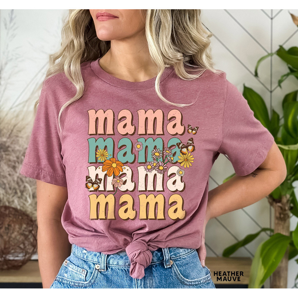 Retro Vintage Mama Shirt, Wildflowers Mama Shirt, Retro Mom TShirt, Mother's Day Gift, Flower Shirts for Women, Floral New Mom Gift - 2.jpg