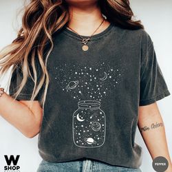 space star galaxy shirt, comfort colors shirt, astronomy tee, crescent moon, milky way, unisex constellation t-shirt