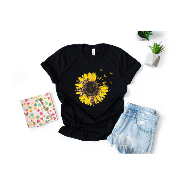 Sunflower - Sunflower Shirt, Leopard Floral Tee Shirt, Leopard Butterfly Flower Shirt, Garden Shirt, Sunflower Tshirt, Sunflower Shirts - 3.jpg