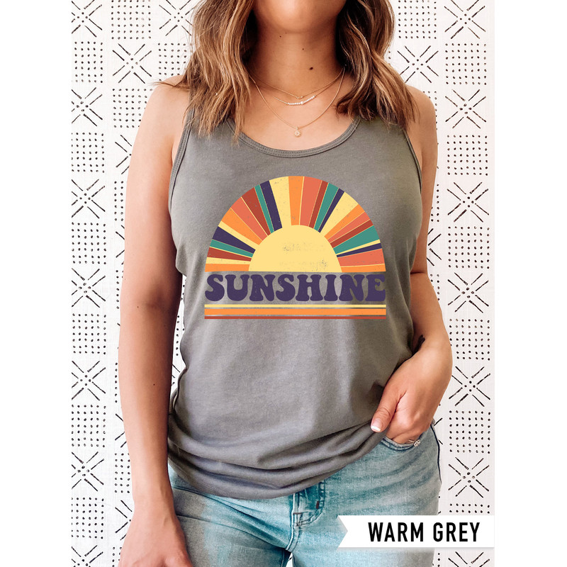 Sunshine Tank, Cute Summer Tanks, Sunflower Tank Top Women, Sunflower Summer Racerback Tank, Retro Summer Tee, Cute Vacation Tanks - 5.jpg