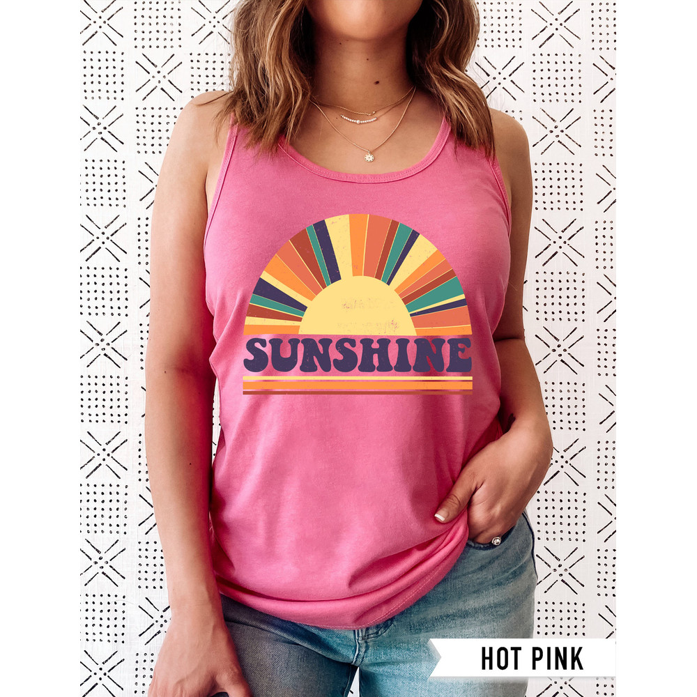 Sunshine Tank, Cute Summer Tanks, Sunflower Tank Top Women, Sunflower Summer Racerback Tank, Retro Summer Tee, Cute Vacation Tanks - 6.jpg