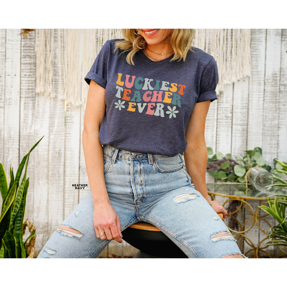 Teacher Shirts, Teacher Appreciation Gift, Teacher Gifts, Teaching Squad T-shirts, Luckiest Teacher Ever Tee, Retro Teacher Shirt - 2.jpg