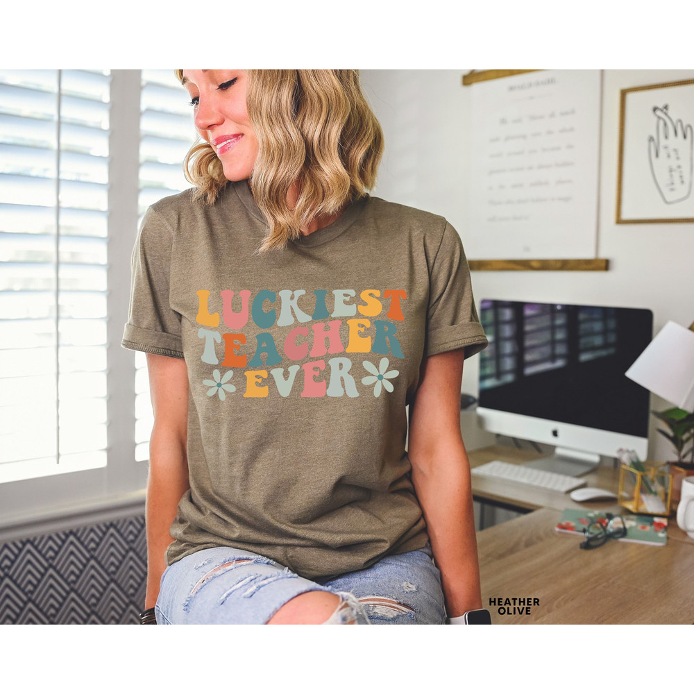 Teacher Shirts, Teacher Appreciation Gift, Teacher Gifts, Teaching Squad T-shirts, Luckiest Teacher Ever Tee, Retro Teacher Shirt - 5.jpg