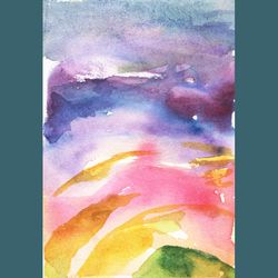Watercolor abstract painting. Violet pink orange watercolor abstract sketch