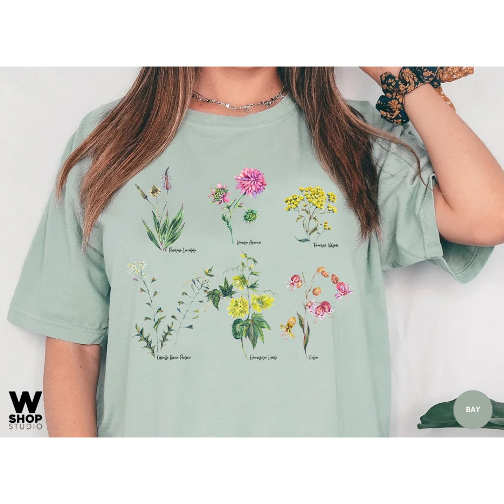 Vintage Floral T-shirt, Botanical Shirt, Wildflower Tee, Vintage Botanical, Flower Botanical Print, Oversized Shirt, Graphic Tshirt - 4.jpg