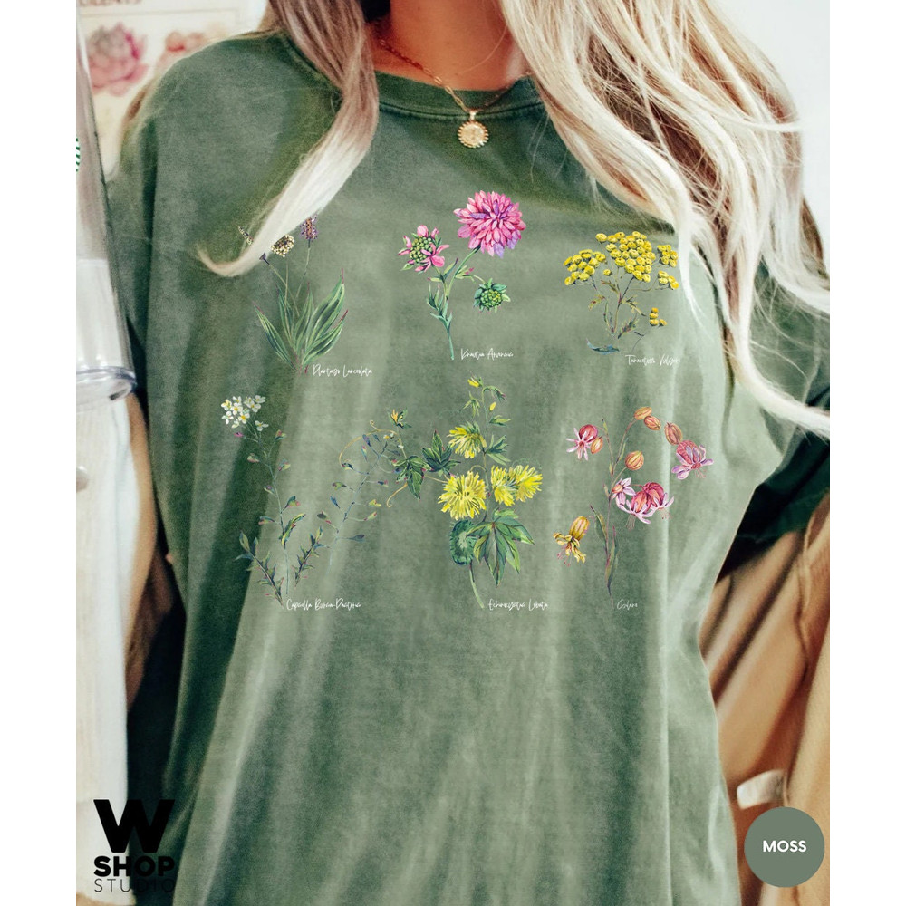 Vintage Floral T-shirt, Botanical Shirt, Wildflower Tee, Vintage Botanical, Flower Botanical Print, Oversized Shirt, Graphic Tshirt - 7.jpg