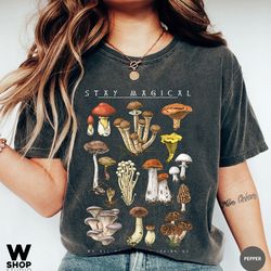 vintage illustration mushroom decor art shirt, comfort colors shirt, botanical shirt, plant shirt, hippie shirt, nature