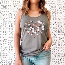 wildflower tank tshirt, wild flowers shirt, heart floral tank top, flower tank, gift for women, ladies tank top, best fr