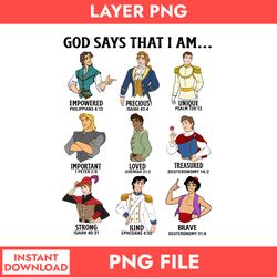 god says that i am disney png, prince characters png, disney prince png digital file