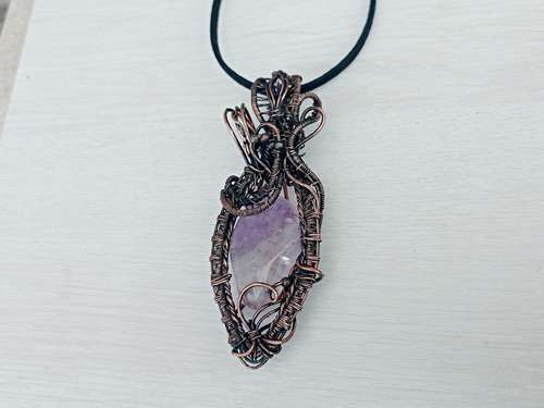 Pendant with natural amethyst. A gift for a girl