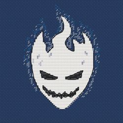 White mask cross stitch PDF pattern Halloween mask counted cross stitch chart modern easy Halloween embroidery pattern