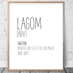 Swedish Lagom Definition, Office Printable Wall Art, Funny Definition Prints, Classroom Posters, Dictionary Poster Art