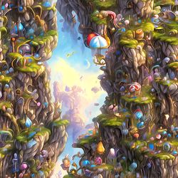 fantasyland painting seamless tileable repeating pattern