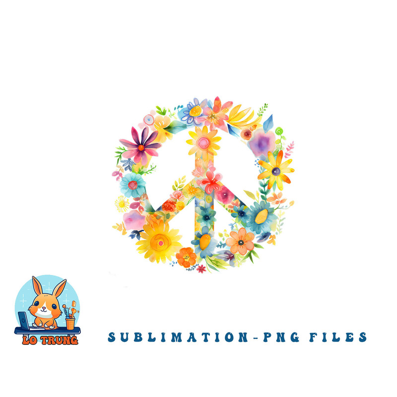 Peace Sign World Love Flowers Hippie Groovy Vibes Colorful png, digital download copy.jpg