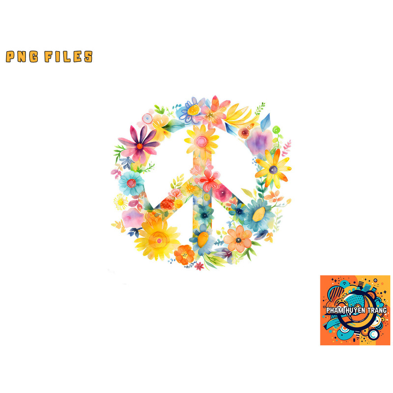 Peace Sign World Love Flowers Hippie Groovy Vibes Colorful png, digital download copy.jpg