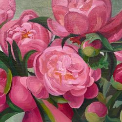Peony Painting Floral Original Art Oil painting on canvas